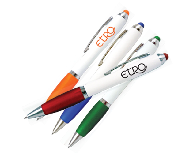 White PDA Stylus Pen W/Matching Colored Grips & Nibs