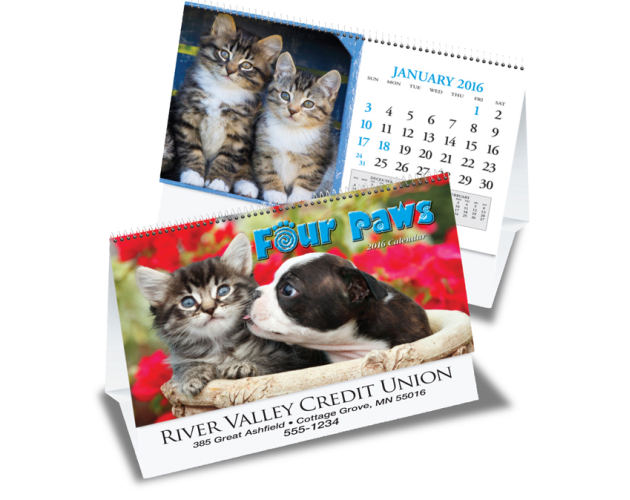 Four Paws Desk Tent Calendar