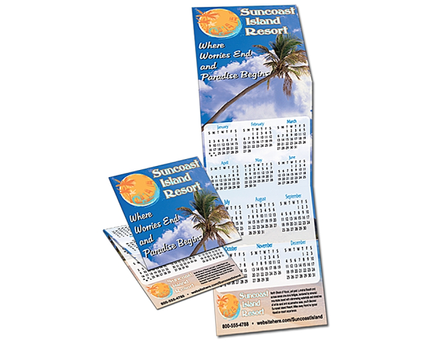 4 Pt. Gloss Text Tri-Fold Calendar (5.3"x17")