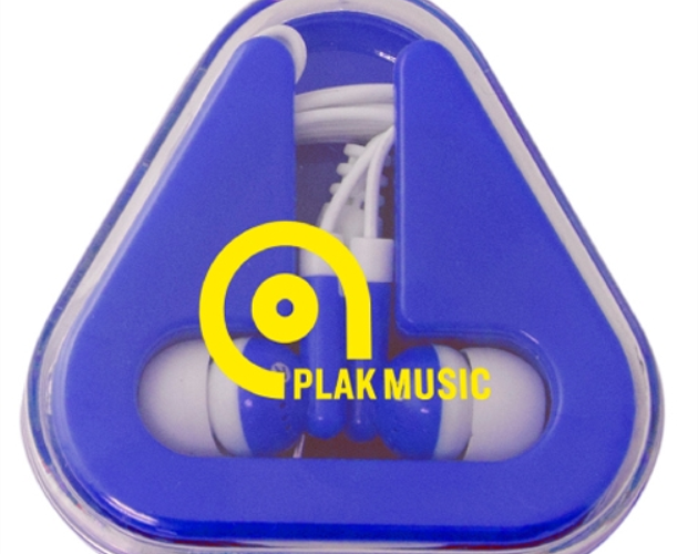 Colorful Ear Buds with Matching Triangle Case