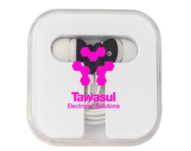 Colorful Ear Buds with Clear Square Case