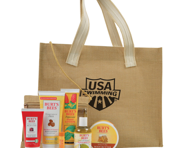 Large Jute Beach Bag W/ Burt's Bees