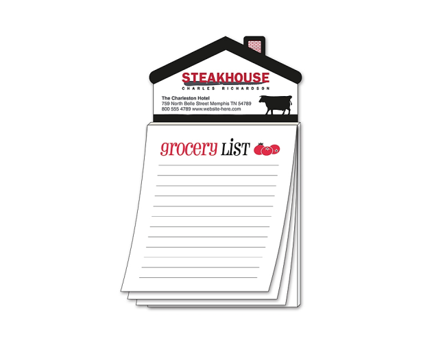 Magna-Pad Stock House Shape Magnet Note Pad w/ 50 "Grocery List" Sheet