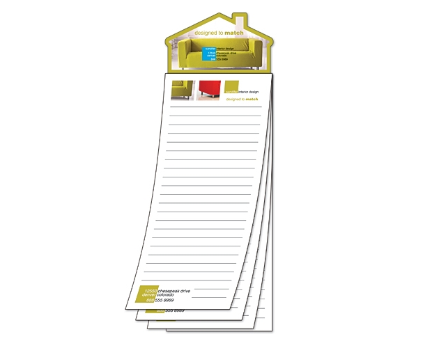 Magna-Pad 25 Sheet Note Pad w/ House Shape Magnet (3.5"x10.5")