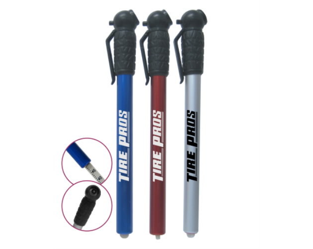 Aluminum Tire Pressure Gauge w/ Rubber Head & Clip