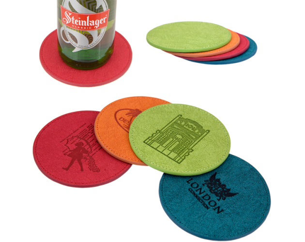 iPosh PU Leather Round Coaster (Lime Green)