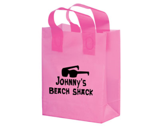 Color Frosted Soft Loop Shopper Bag with Insert (8"x4"x11") - Foil Stamp