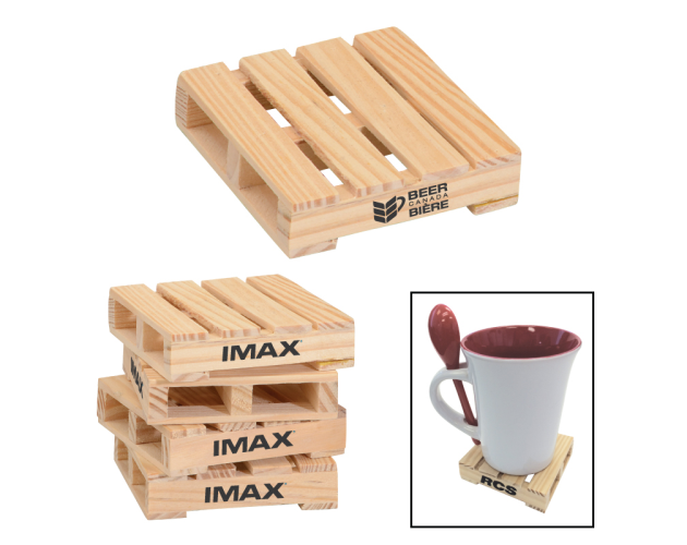 3" Square Mini Pallet Wood Coaster