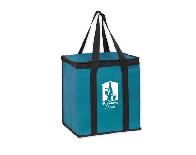 Insulated Non-Woven Square Zipper Top Tote Bag with Insert (12"x8"x13") - Screen Print