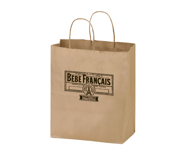 Natural Kraft Paper Shopper Tote Bag (8"x4 3/4"x10 1/4") - Flexo Ink