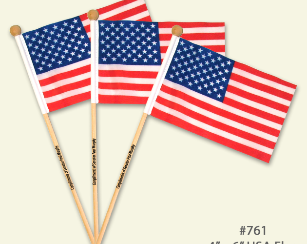 4" x 6" USA Flag w/Wooden Pole