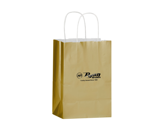 Color Gloss Paper Shopper Tote Bag (5"x3 1/2"x8") - Foil Stamp