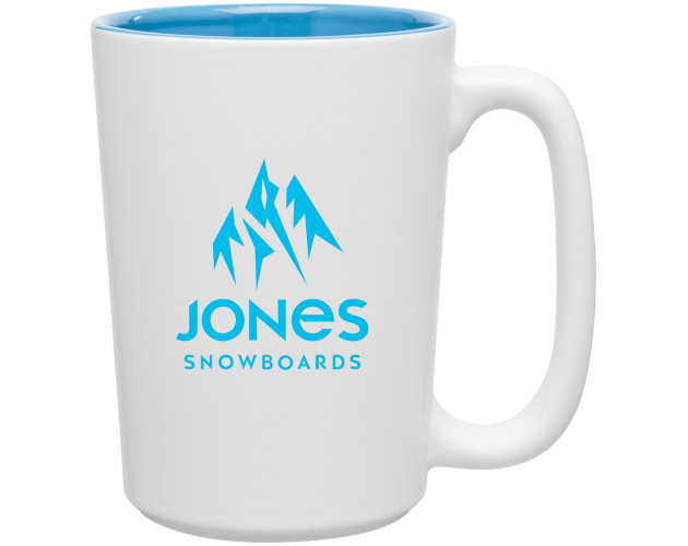 15 Oz. Matte White/Glossy Sky Blue Rocca Mug