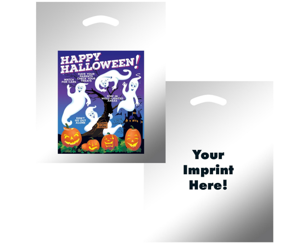 Ghosts w/Pumpkins Silver Reflective Die Cut Bag • 12" x 15"