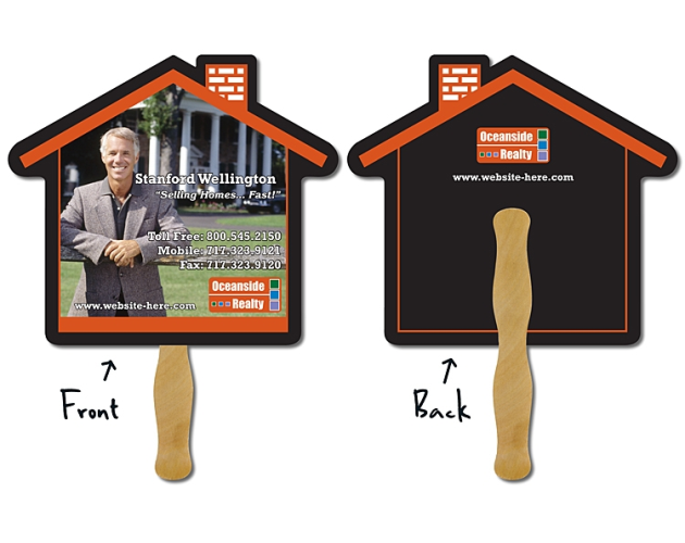 House Shaped Real Estate Hand Fan (9.625"x8.5")