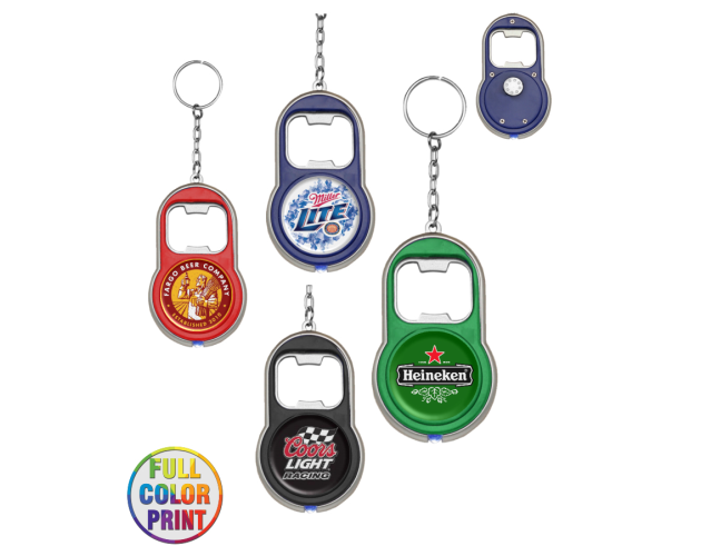 Beer Bottle Opener W/LED Light Keychain - Full Color Print