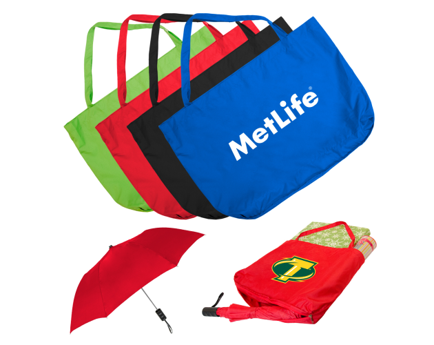 The Umbrella Tote Bag with Spectrum Folding Umbrella