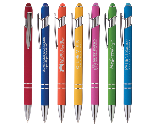 Ellipse Softy Brights w/Stylus - Laser Engraved Metal Pen