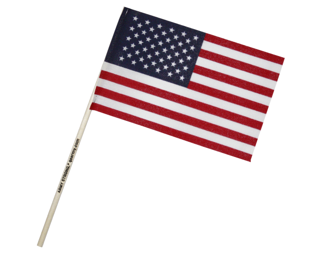 4" X 6" U.S. Cotton Flag on Imprinted 10" Wooden Staff