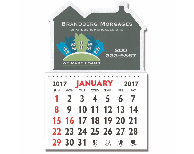 Designer Shaped Kwik-Stik Textured Vinyl Calendar w/ House Top