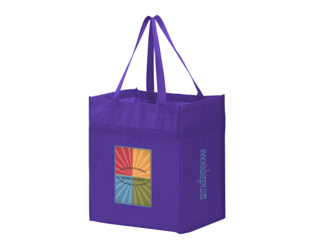 Heavy Duty Non-Woven Grocery Tote Bag w/Insert and Full Color (13"x10"x15") - Color Evolution