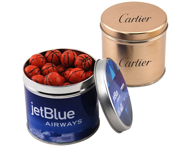 Round Tin w/Chocolate Basketballs