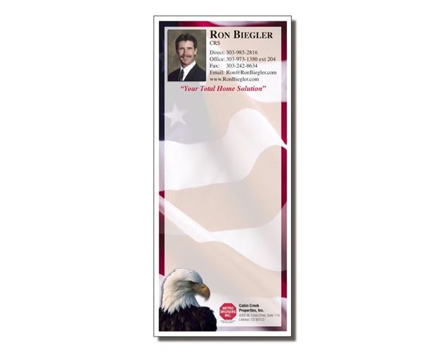 High Quality Notepad! 3 1/2" x 8" Patriotic Full-Color Notepads - 25 Sheets