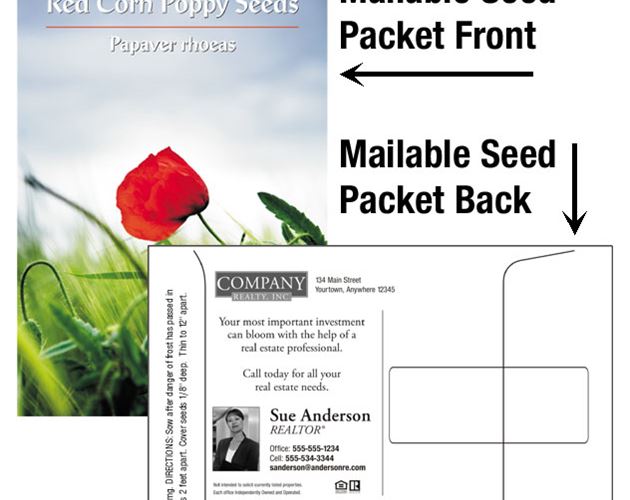 Red Corn Poppy Seed Mix / Mailable Seed Packet - Custom Printed Back