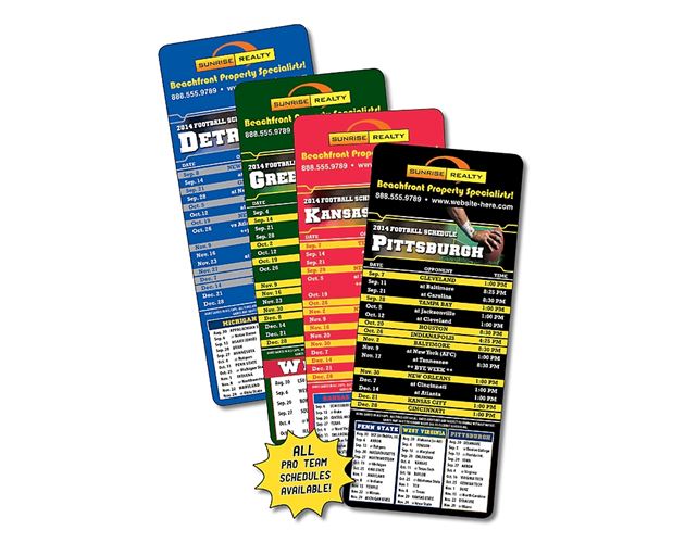 14 Point Laminated Football Schedule Card (3.5"x8.5")