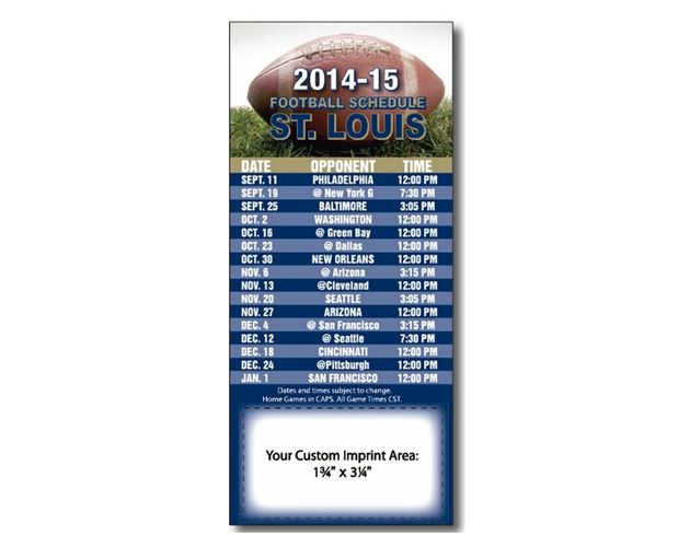 Pro Team Football Schedule Magnet (3 1/2"x8")