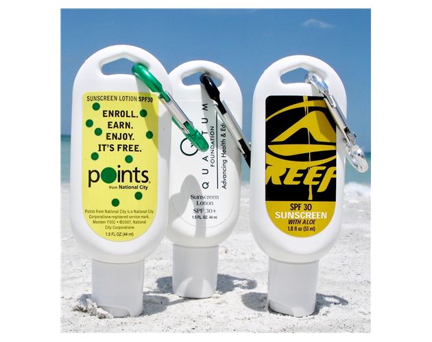 1.5 Oz. SPF30 Sunscreen Broad Spectrum Sport Tottle w/Carabiner Clip Made in USA