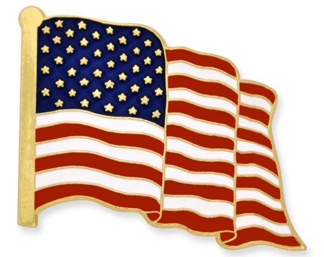 Waving American Flag Gold Pin - Made in the U.S.A.