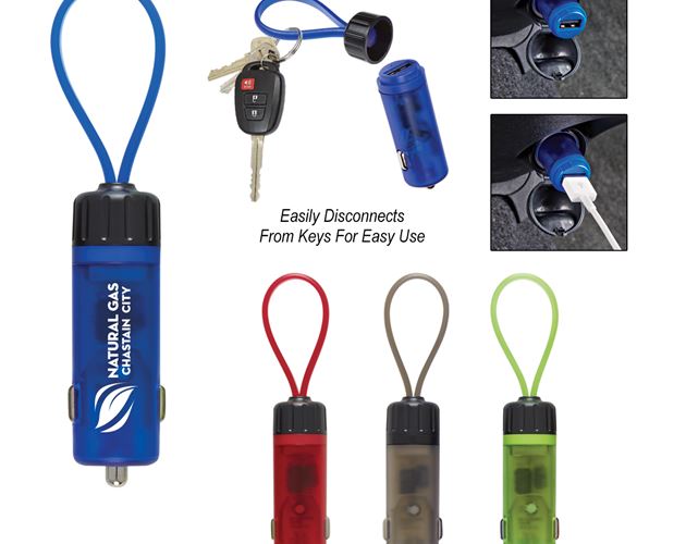 Luminous USB Car Charger Key Strap