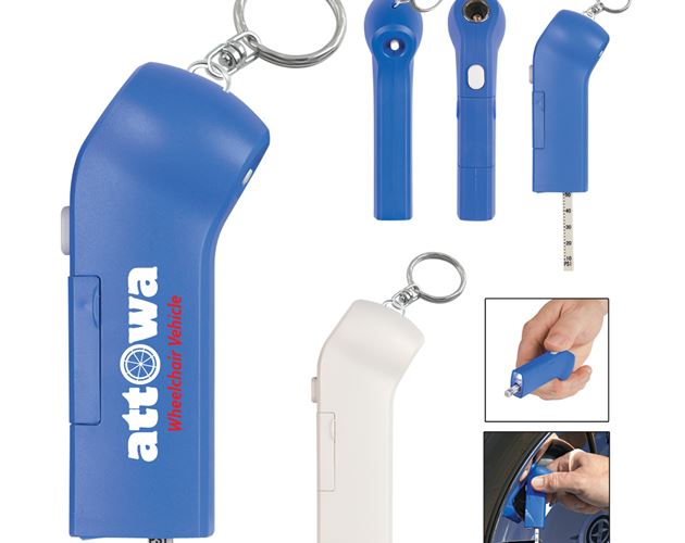 Tire Gauge Flashlight With Key Ring
