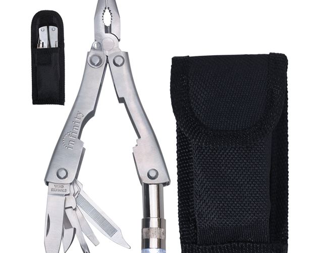 Metal Multi-Function Pliers With Tools And Flashlight In Case