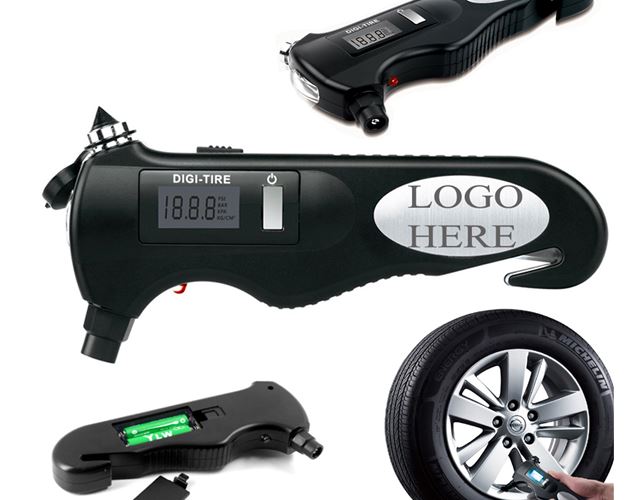 Auto Emergency Tools / Multifunctional 5-in-1 Digital Tire Pressure Gauges / Seat Safety Belt Cutter