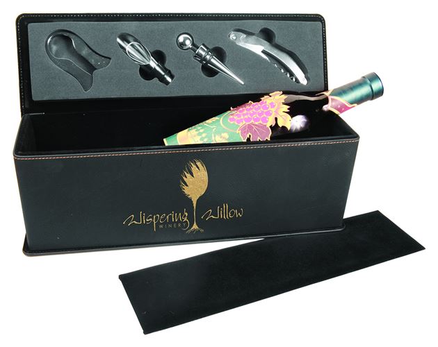 Black/Gold Single Wine Box W/Tools