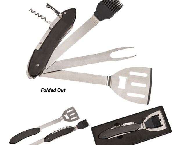 Folding BBQ Tools w/Black Handle