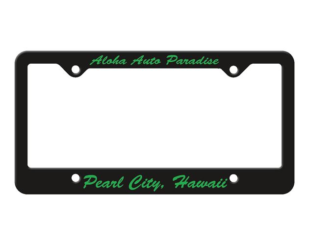 Black Auto License Frame w/ 4 Holes & Large Bottom Straight Panel