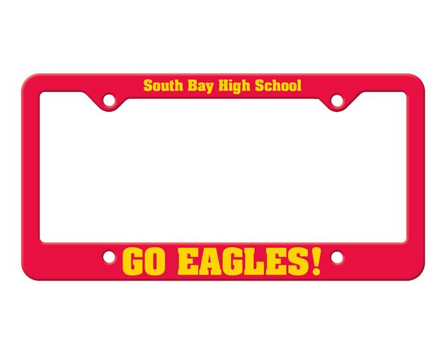 Red Auto License Frame w/ 4 Holes & Large Bottom Straight Panel