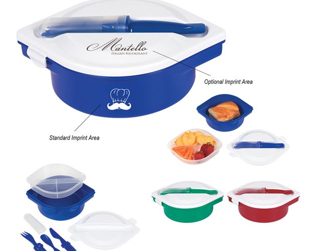 Multi-Compartment Food Container With Utensils
