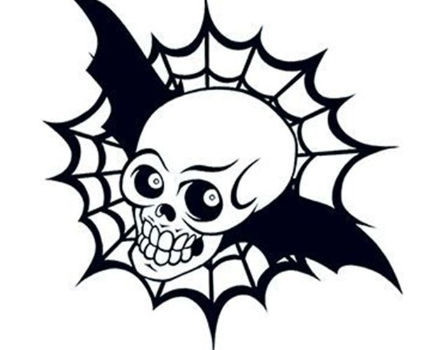 Glow in the Dark Black Bat Skull Temporary Tattoo