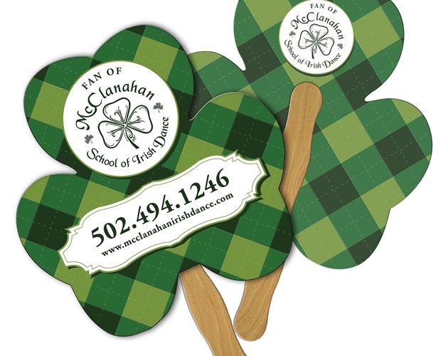 Shamrock Hand Fan Full Color (2 Sides)