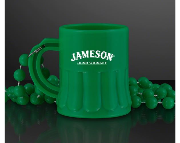 Green Mug Shot Glass on Bead Necklace (NON-Light Up)