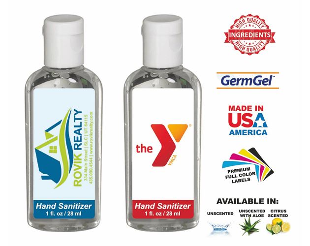 Hand Sanitizer, 1 Oz. - Clear Oval Bottle with White Cap
