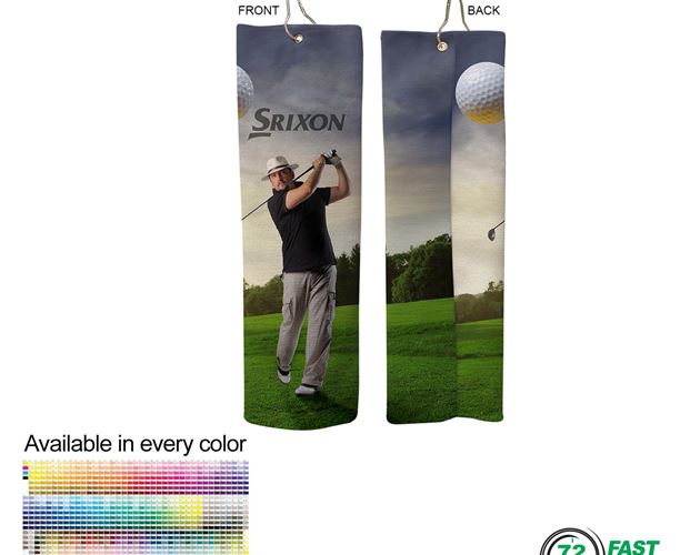 72Hr Fast Ship- Microfiber Dri-Lite Terry Golf Towel,Trifold Grommet & Hook, Sublimated