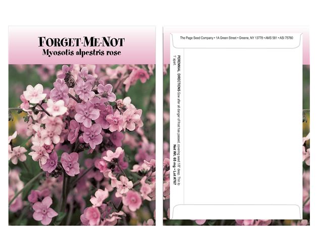 Standard Series Pink Forget Me Not Seed Packet - Digital Print /Packet Back Imprint