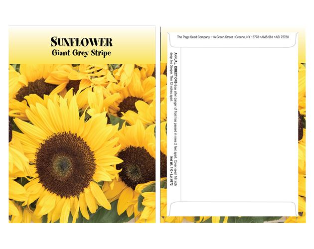Standard Series Sunflower Seed Packet - Digital Print /Packet Back Imprint