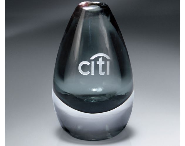 Gray Art Glass Vase (Includes Silver Color-Fill)