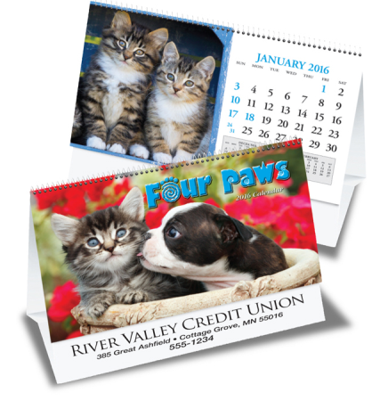 Four Paws Desk Tent Calendar